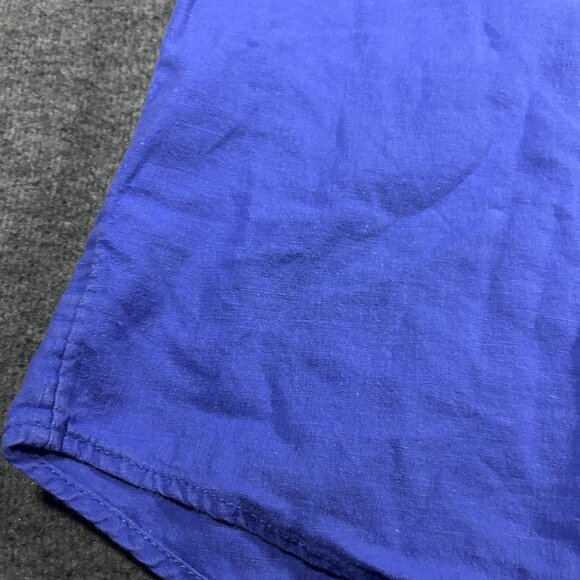 VTG Karen Scott Womens Button Up Blue Short Sleeve Linen Cotton Shirt Size XL - Picture 10 of 11